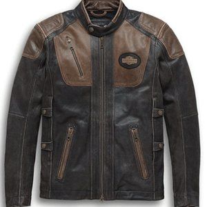 HARLEY DAVIDSON MEN'S H-D TRIPLE VENT SYSTEM TROSTEL LEATHER JACKET